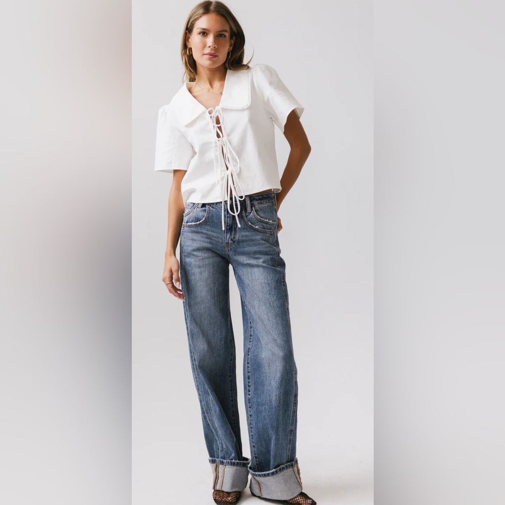 NWT BÖHME TIE FRONT BLOUSE IN WHITE